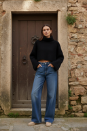 Black knit - Mediterranean stone wall & door