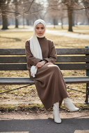 Brown - Hijabi - Seated on park bench