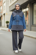 Charcoal denim set - hijabi street style