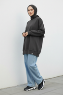 Dark Gray Sweatshirt - Hijabi Model