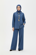 Hijabi model in Denim Essence Set - unstyled shirt