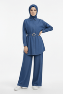 Hijabi Model in Denim Set with White Sneakers