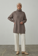 Hijabi model in Oversized Knit using the uploaded photo as reference