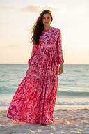 Pink Floral Dress - Non-Hijabi Model Beach