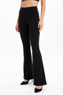 Black flare pants model shot