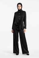 Black Satin Set — Hijabi Model