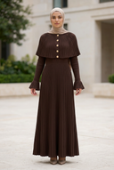 Brown Élise Knit Dress on an outdoor hijabi model