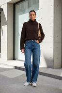 Brown RIVA Knit Blouse outdoor model preview