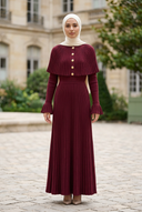 Burgundy Élise Knit Dress on an outdoor hijabi model