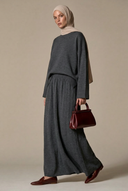Charcoal knit set on a hijabi model