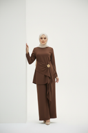 Chocolate Brown - Light Beige Hijab