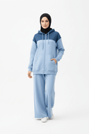 Hijabi model in black hoodie set