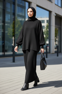Hijabi model in black skirt set - modest