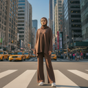 Hijabi Model in Brown Set in New York City