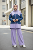 Lavender denim set - hijabi street style