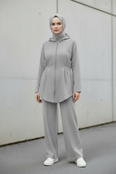 Light Grey Hoodie Set - Matching Grey Hijab