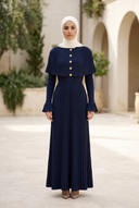 Navy Élise Knit Dress on an outdoor hijabi model