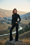 Non-hijabi model valley landscape editorial