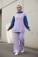 Purple pullover set - hijabi concrete wall