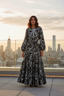 Rooftop – Black & White Baroque Maxi Dress