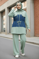 Sage green denim set - hijabi street style