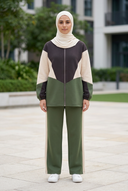 Velo Set green and cream outdoor hijabi model