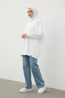 White Sweatshirt - Hijabi Model